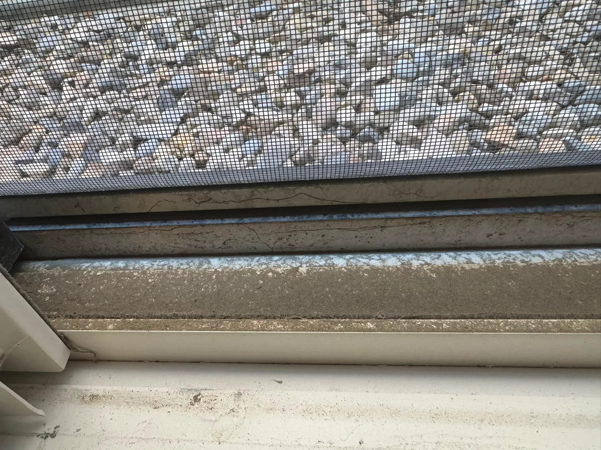 Window track deep cleaning before and after, before